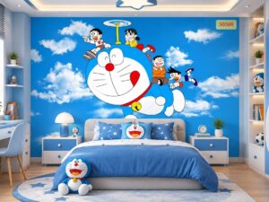 Tranh Dán Tường Phòng Ngủ Trẻ Em Doraemon Bầu Trời Xanh 30596