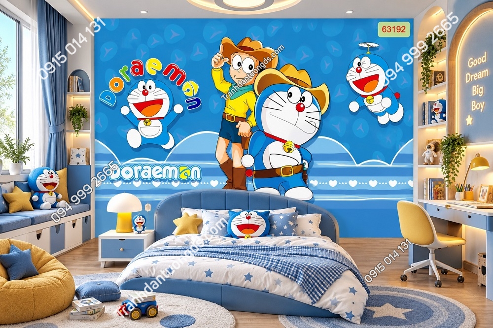 Tranh Dán Tường Phòng Ngủ Trẻ Em Doraemon Cao Bồi 63192
