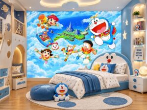 Tranh Dán Tường Phòng Ngủ Trẻ Em Doraemon Đảo Biển Bầu Trời 33997