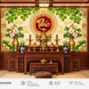Tranh Dán Tường Phòng Thờ Chữ Phúc Hoa Sen Phú Quý PT69202616