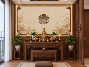 Tranh Dán Tường Phòng Thờ Chung Cư Hoa Sen Phúc Lộc Trang Nhã PT69202619