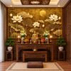 Tranh Dán Tường Phòng Thờ Chung Cư Hoa Sen Trăng Vàng PT69202620