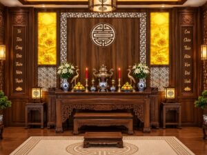 Tranh Dán Tường Phòng Thờ Hoa Sen Biểu Tượng Trường Thọ PT731604