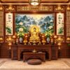 Tranh Dán Tường Phòng Thờ Phật Phong Cảnh Sơn Thủy Hoa Sen PT69202618