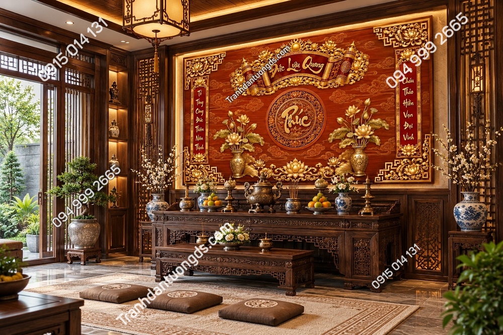Tranh Dán Tường Phòng Thờ Phúc Lộc Thọ Đức Lưu Quang DS482731