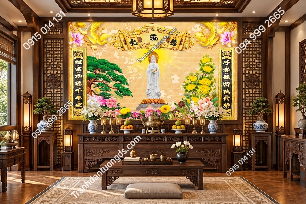 Tranh Dán Tường Phòng Thờ Quan Thế Âm Phật Giáo Trang Nghiêm DS742681