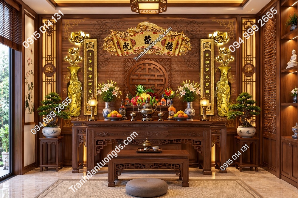 Tranh Dán Tường Phòng Thờ Quang Lưu Đức Phòng Thờ Gỗ DS742581