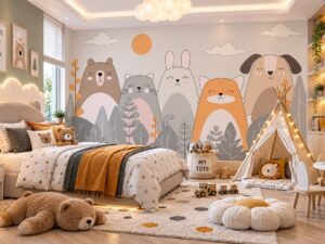 Tranh Dán Tường Phòng Trẻ Em Hình Thú Dễ Thương DS583214