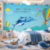 Tranh Dán Tường Phòng Trẻ Em Máy Bay Khinh Khí Cầu Cá Đại Dương DS714638
