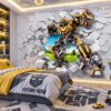 Tranh Dán Tường Phòng Trẻ Em Robot 3D Tường Vỡ DS592734