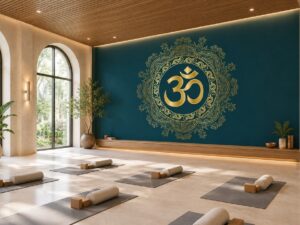 Tranh Dán Tường Phòng Yoga Biểu Tượng Om Mandala Thiền Định DS684217