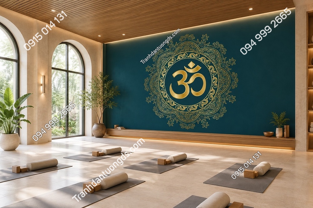 Tranh Dán Tường Phòng Yoga Biểu Tượng Om Mandala Thiền Định DS684217