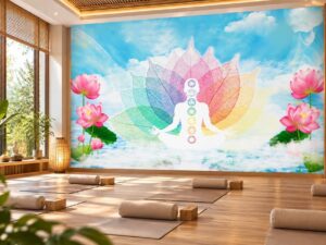 Tranh Dán Tường Phòng Yoga Hoa Sen Thiền Định Cân Bằng Chakra DS684217