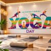Tranh Dán Tường Phòng Yoga International Yoga Day Cầu Vồng DS482617
