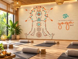 Tranh Dán Tường Phòng Yoga International Yoga Day Mandala Thiền Định DS527914