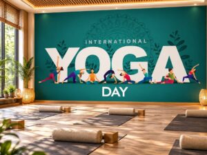 Tranh Dán Tường Phòng Yoga International Yoga Day Người Tập Yoga DS803416
