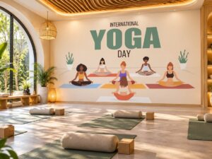 Tranh Dán Tường Phòng Yoga International Yoga Day Nhóm Người Thiền DS274638