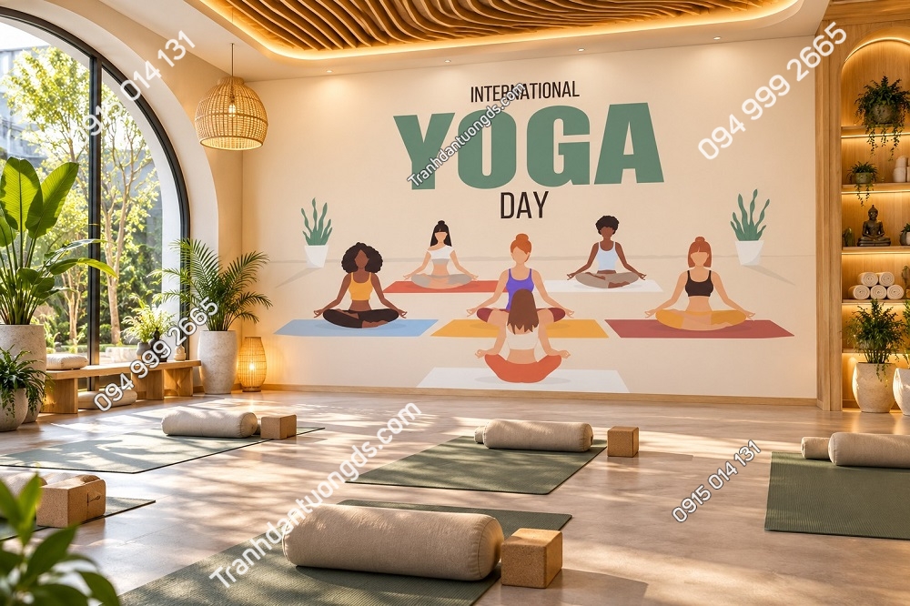 Tranh Dán Tường Phòng Yoga International Yoga Day Nhóm Người Thiền DS274638
