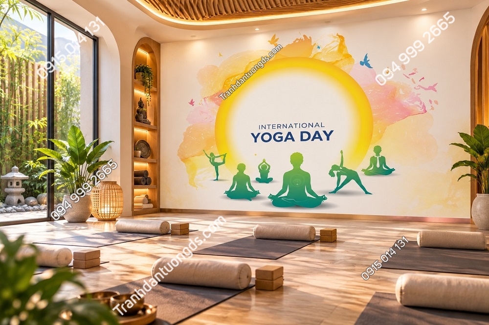 Tranh Dán Tường Phòng Yoga International Yoga Day Thiền Định DS641275