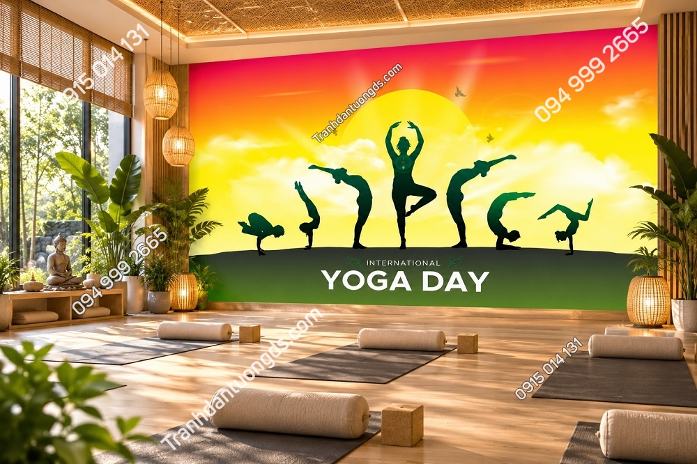 Tranh Dán Tường Phòng Yoga International Yoga Day Tư Thế Yoga Thiền Định DS735921