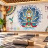 Tranh Dán Tường Phòng Yoga Mandala Người Thiền Định Yoga Studio DS583742