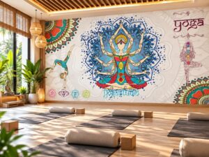 Tranh Dán Tường Phòng Yoga Mandala Người Thiền Định Yoga Studio DS583742