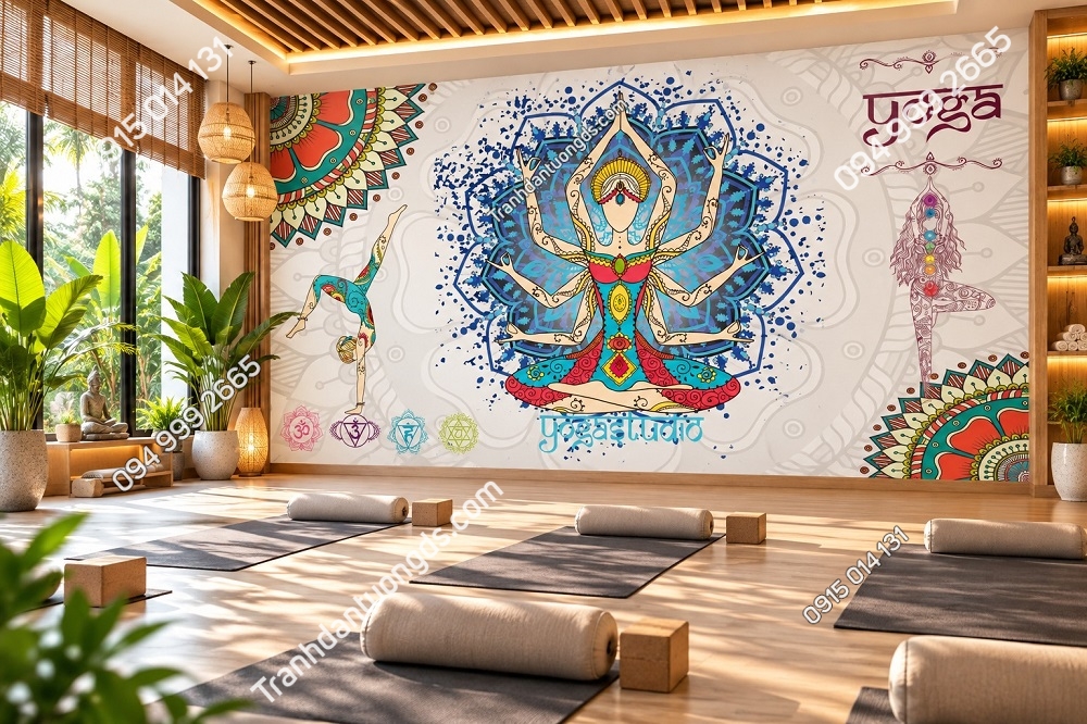 Tranh Dán Tường Phòng Yoga Mandala Người Thiền Định Yoga Studio DS583742