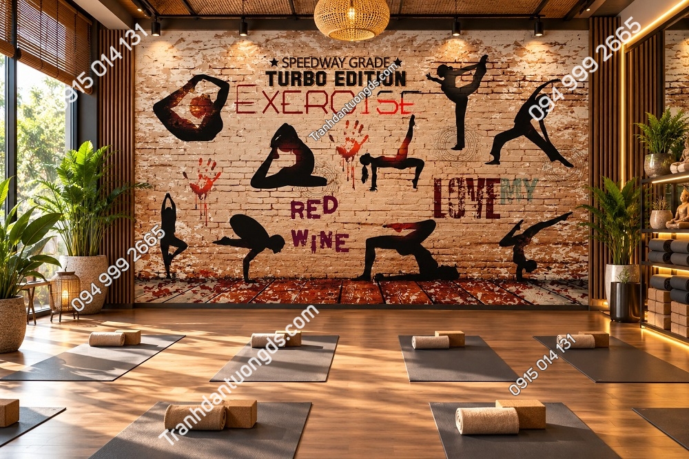 Tranh Dán Tường Phòng Yoga Phòng Tập Yoga Cá Tính Hiện Đại DS684217