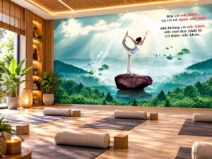 Tranh Dán Tường Phòng Yoga Sức Khỏe Và Ước Mơ Núi Rừng Thiền Định DS394827