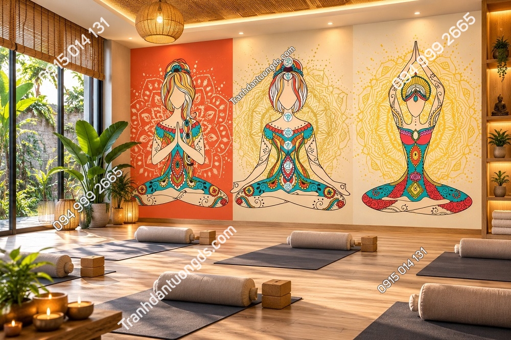 Tranh Dán Tường Phòng Yoga Thiền Định Mandala Chakra Nghệ Thuật DS861354