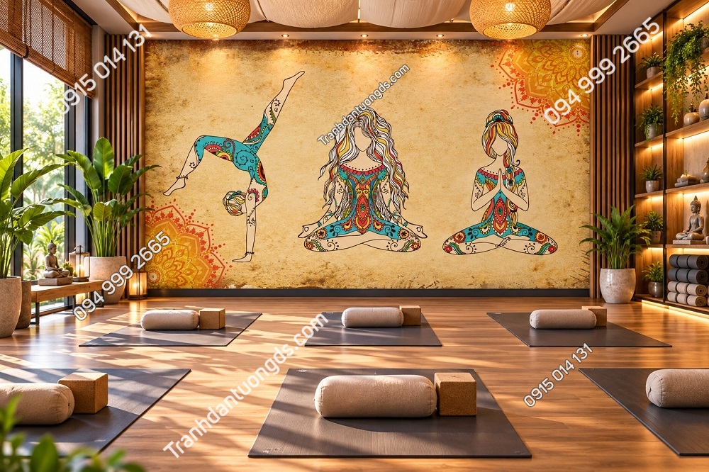Tranh Dán Tường Phòng Yoga Thiền Yoga Boho Đẹp DS826451