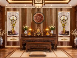 Tranh Phòng Thờ Hoa Sen Phú Quý Phúc Lộc Sang Trọng DS519384