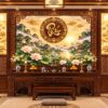 Tranh Dán Tường Chữ Phúc Sơn Thủy Hoa Sen Phòng Thờ DS827461