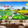 Tranh Dán Tường Đồng Quê Hoa Sen Phòng Khách Đẹp Đại Sơn DS731584