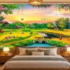 Tranh Dán Tường Đồng Quê Mùa Gặt Trang Trí Phòng Ngủ DS739251