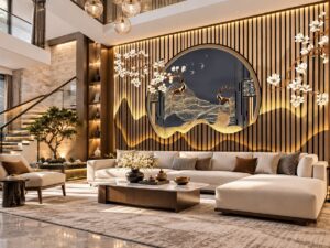Tranh Dán Tường Lam Sóng Phòng Khách DS628415