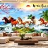 Tranh Dán Tường Mã Đáo Thành Công Bảy Ngựa Phi Nước Đại Phòng Khách DS746291