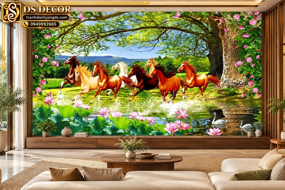 Tranh Dán Tường Mã Đáo Thành Công Phong Cảnh Phòng Khách DS846271