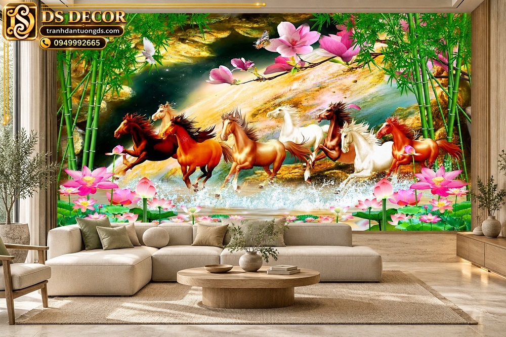 Tranh Dán Tường Mã Đáo Thành Công Phòng Khách Sang Trọng DS731684