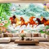 Tranh Dán Tường Mã Đáo Thành Công Trúc Hoa Sen Phòng Khách DS583164