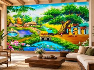 Tranh Dán Tường Phong Cảnh Làng Quê Việt Nam Phòng Khách DS926481
