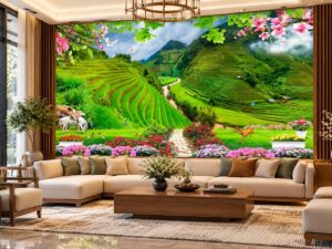 Tranh Dán Tường Phong Cảnh Ruộng Bậc Thang Núi Rừng Phòng Khách DS426817