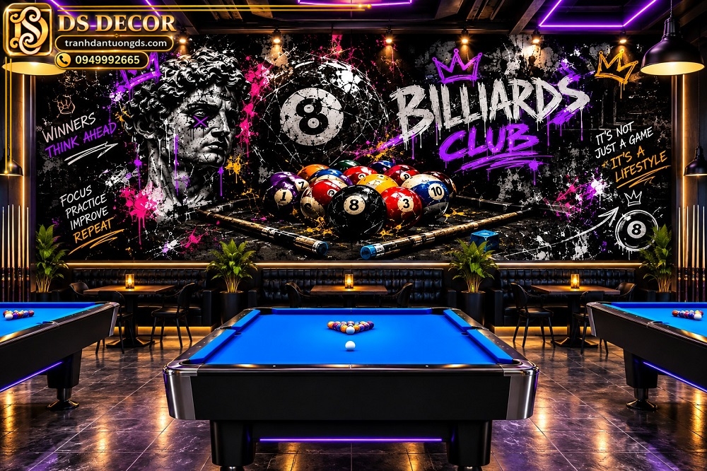 Tranh Dán Tường Quán Bida Phong Cách Graffiti Billiards Club BIDA61020264