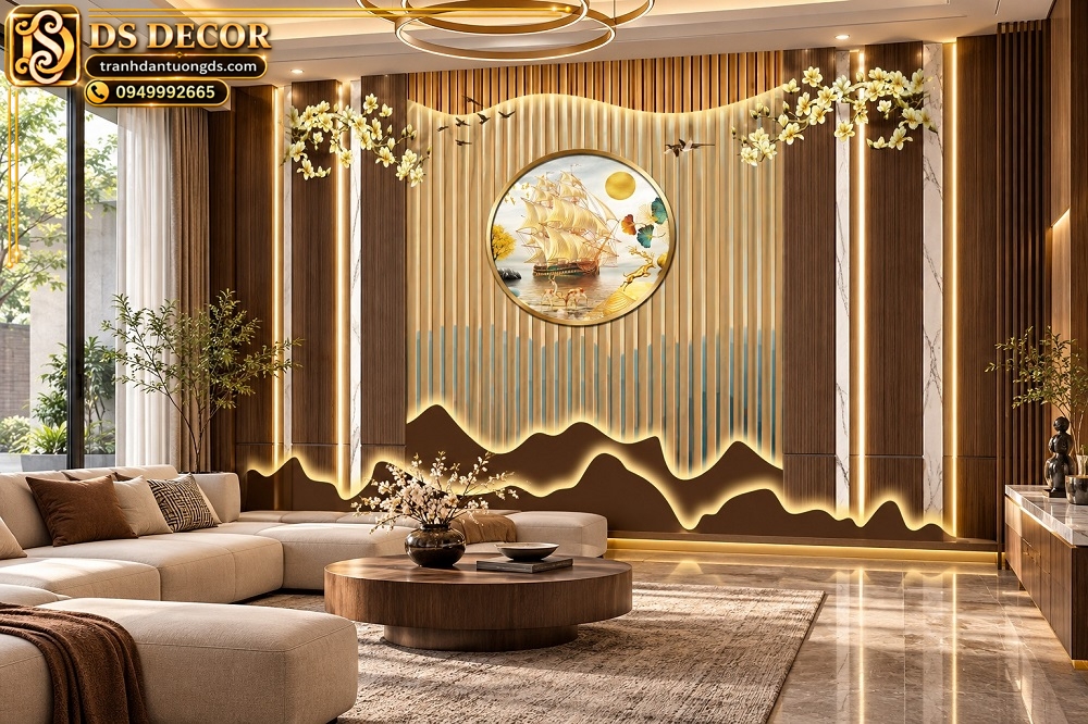 Tranh Lam Sóng Thuận Buồm Xuôi Gió Phòng Khách DS582741