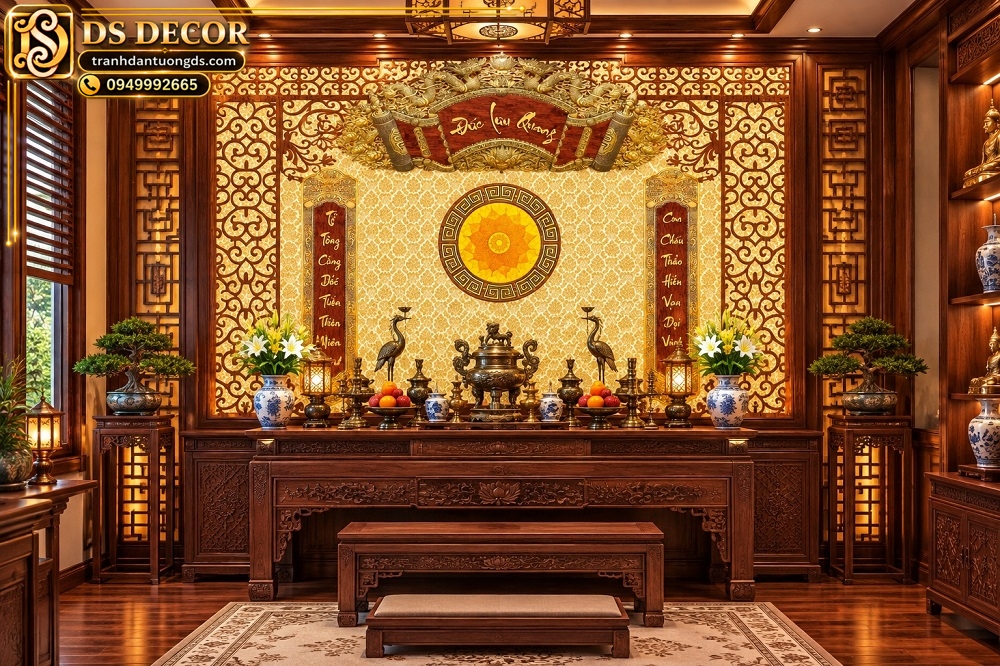 Tranh Phòng Thờ Đức Lưu Quang Hoa Văn Truyền Thống Sang Trọng DS861327