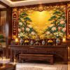 Tranh Phòng Thờ Mẫu Thượng Thiên Mẫu Địa Phủ Hoa Sen Vàng DS583726