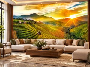 Tranh Ruộng Bậc Thang Bình Minh Phòng Khách Đẹp Sang Trọng DS951638