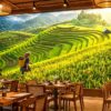 Tranh Ruộng Bậc Thang Mùa Lúa Chín Nhà Hàng Đẹp Ấn Tượng DS684215
